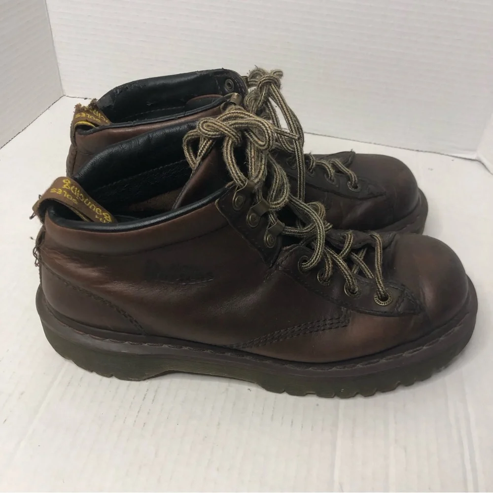 Dr Doc Martens Boots Men 10 Women 11 Vintage Y2K 8287 Brown Leather 90s